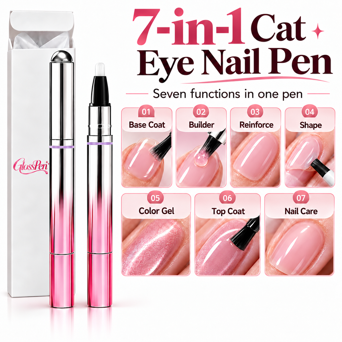 GlamPen™ 7-In-1 Magnetic Cat Eye Nail Gel Pen Portable