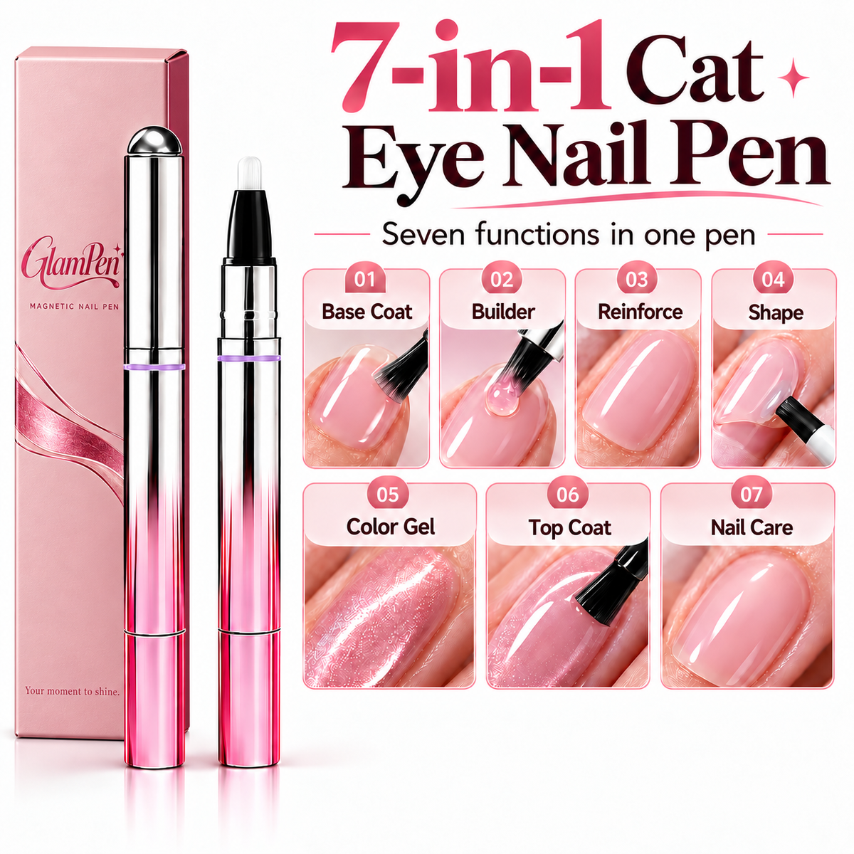 GlamPen™ 7-In-1 Magnetic Cat Eye Nail Gel Pen Portable